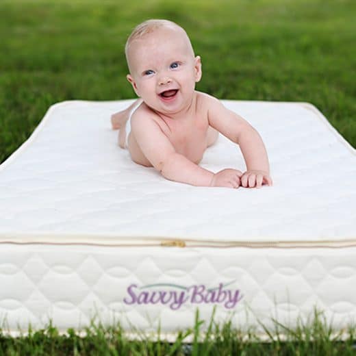 Our Savvy Baby, Eli on organic crib mattress