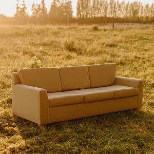 A natural sofa made just for you. Pictured: Khaki in the hemp/cotton blend with formed latex cushions and linseed oil feet.