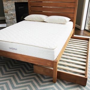 naturally-finished trundle bed